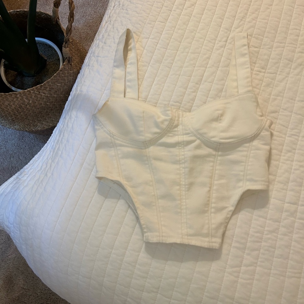 Zara Cropped Denim Corset Top